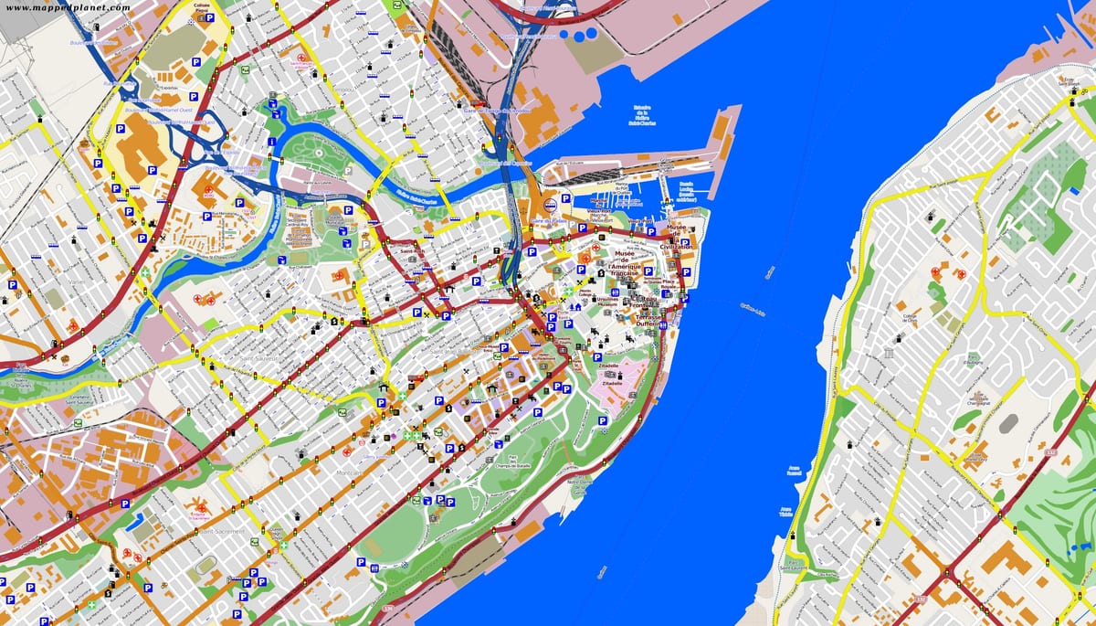 Mapa Quebec City a okolie