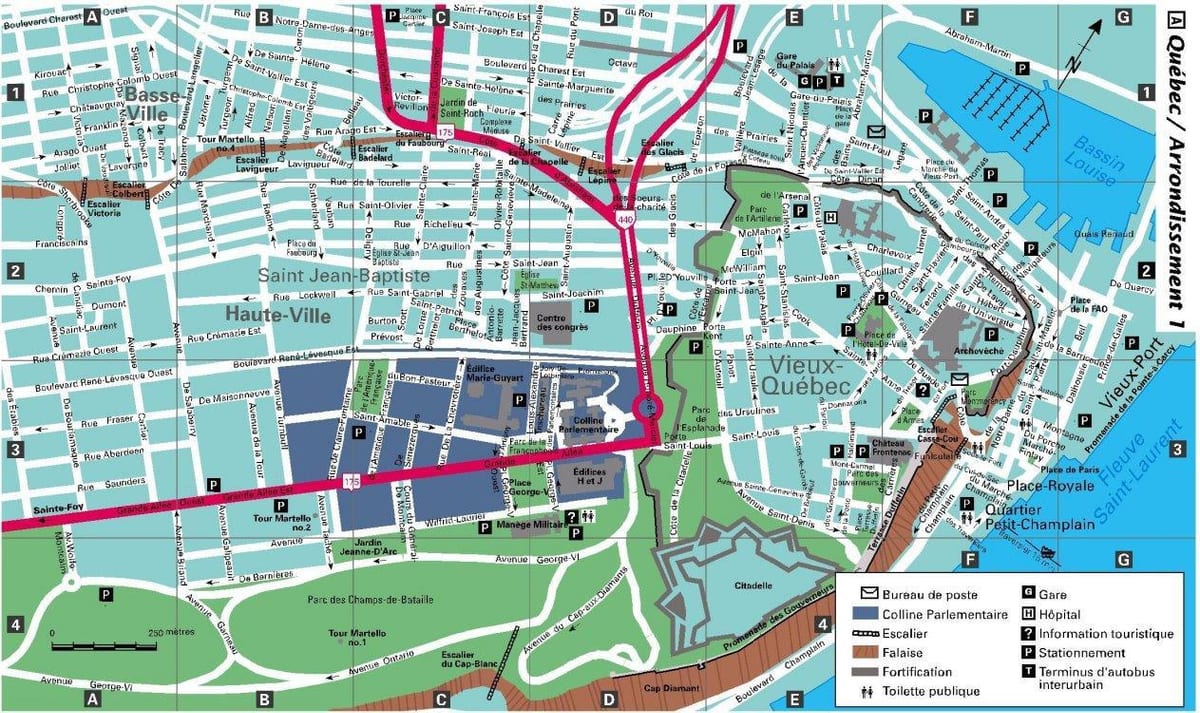 Mapa mesta Quebec City