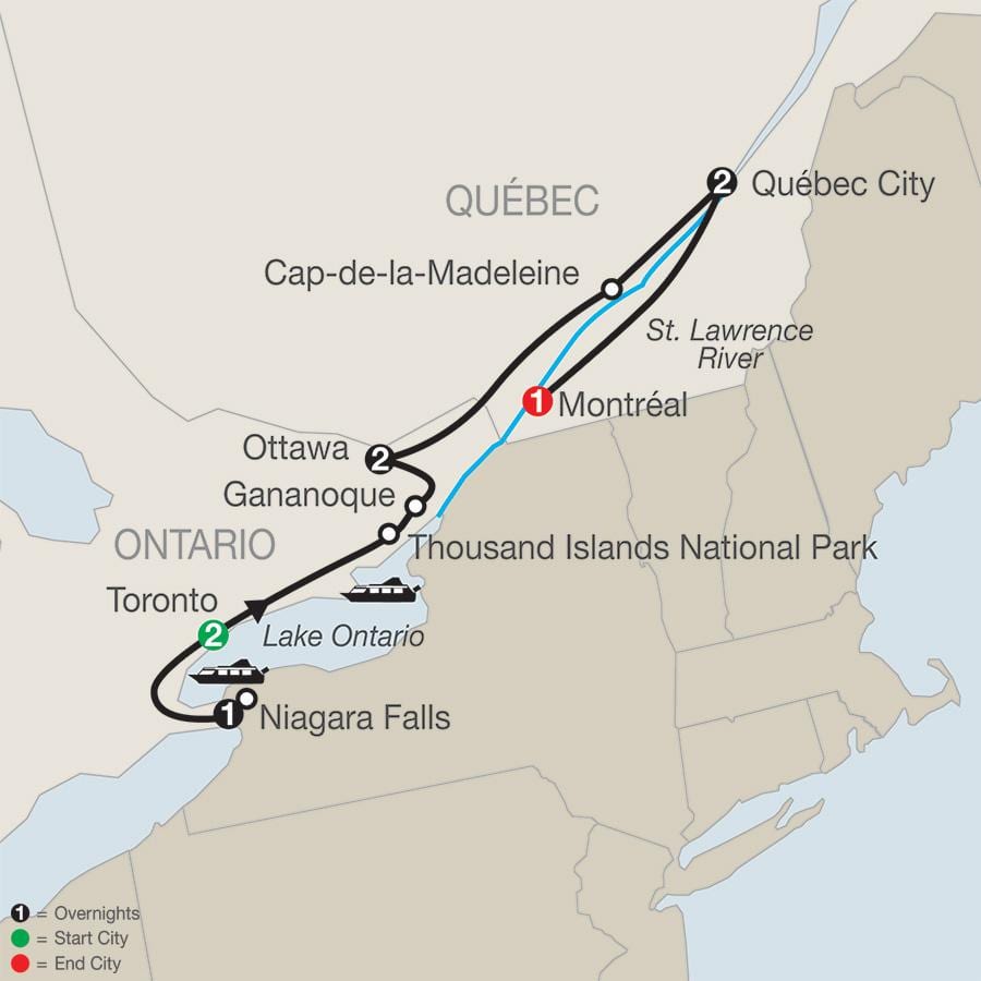 Mapu Quebecu v kanade, v mestách