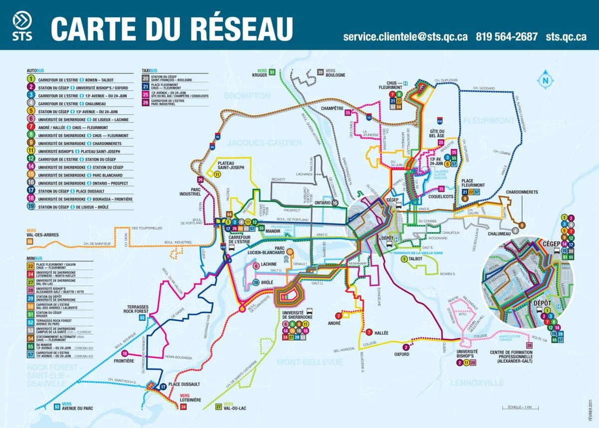 Quebec City autobusových liniek mapu