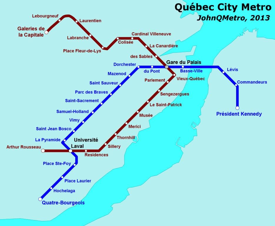 Quebec City metro mapu