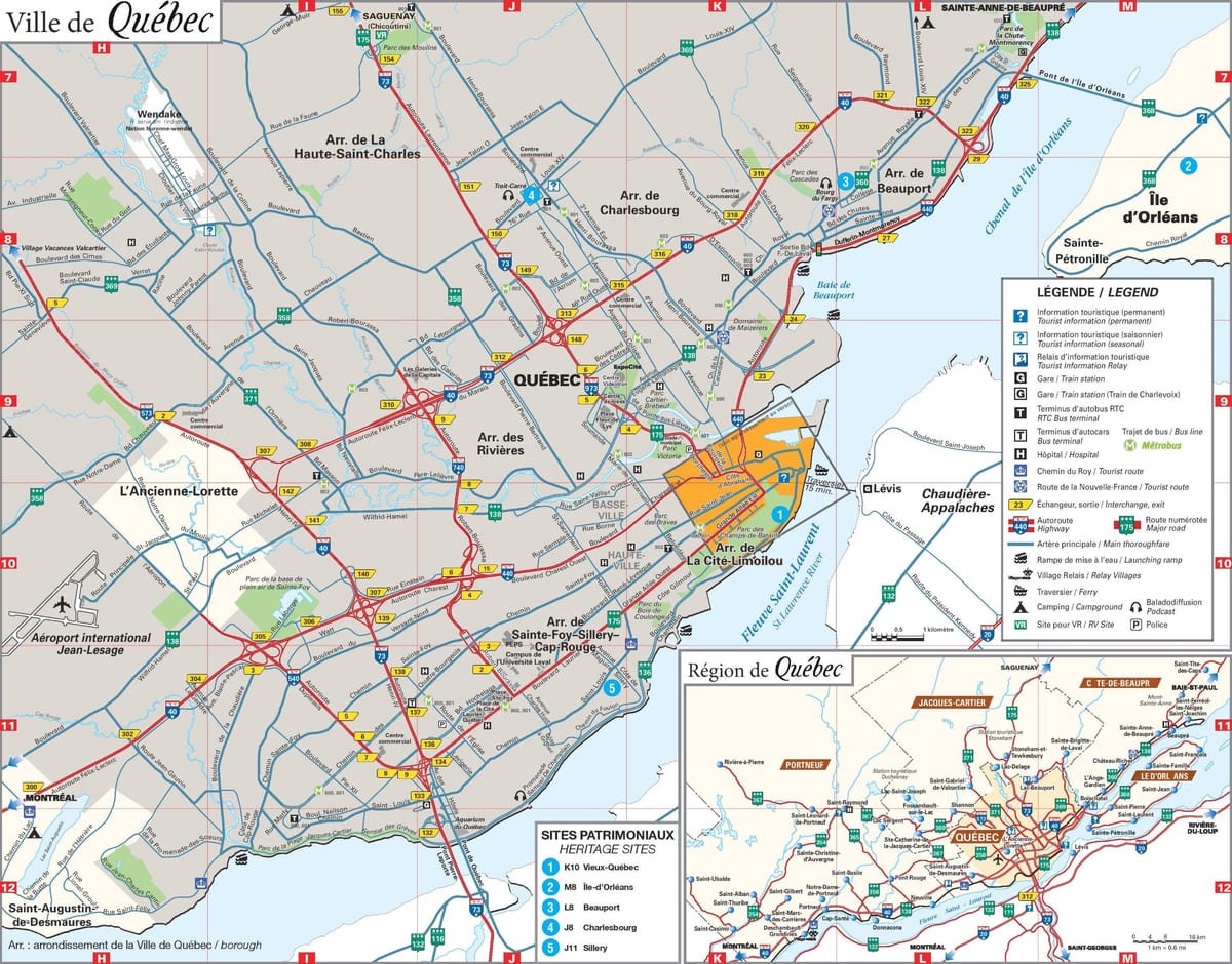 mapa Quebec City area