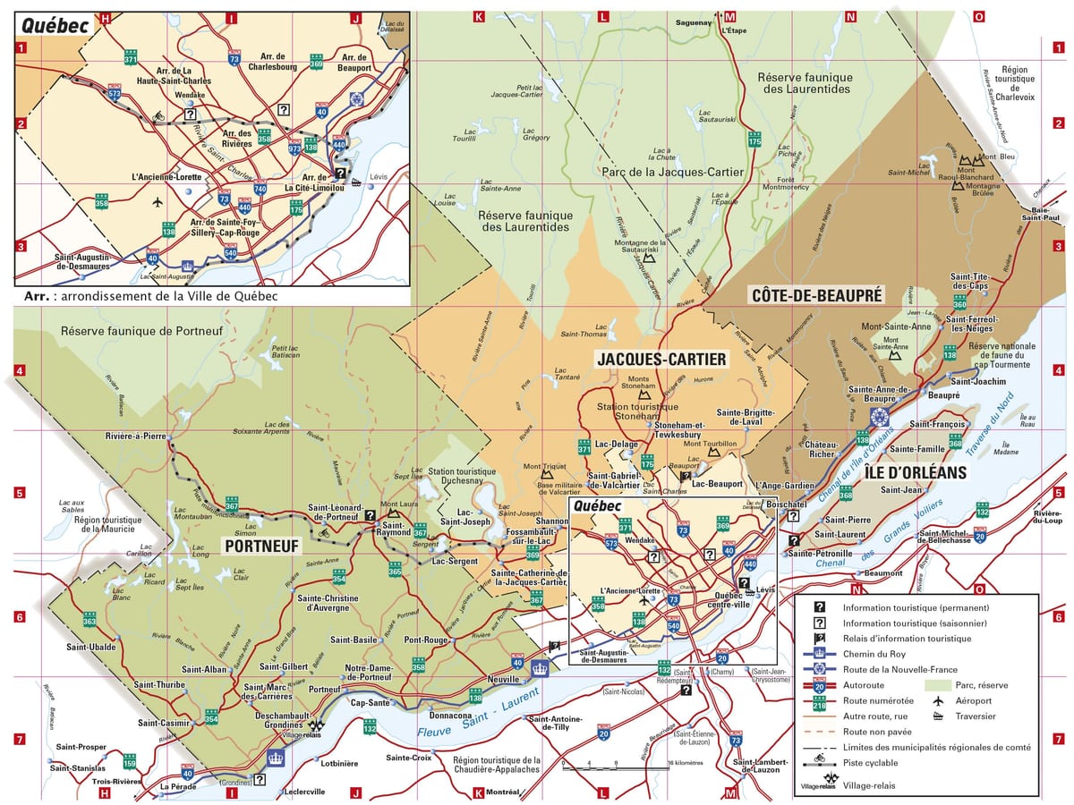 Mapa centre mesta Quebec