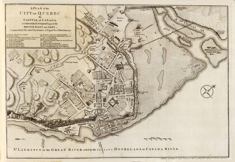 starý Quebec City pešia prehliadka mapu