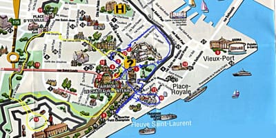 Mapa starý Quebec s atrakciami